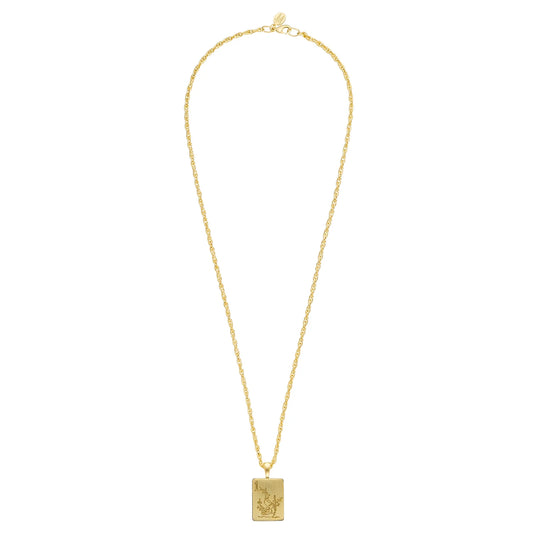 Gold 30in Rope Chain & Bird Bam Mahjong Pendant