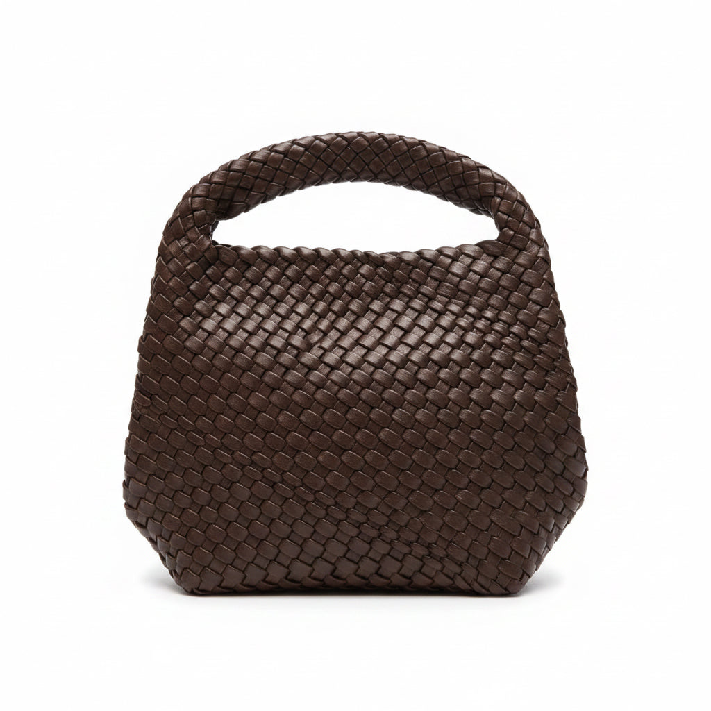 Woven Mini Hobo Bag w/Zipper Pouch, Brown