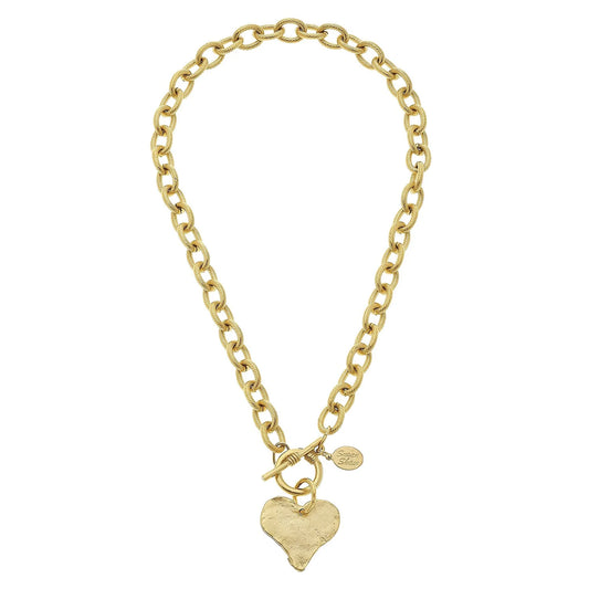 Gold Heart Toggle Necklace, 16 inch