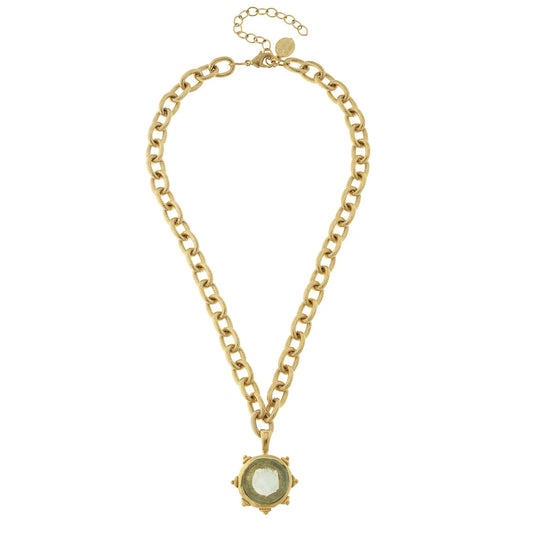 Small Venetian Glass Coin Necklace, Clear