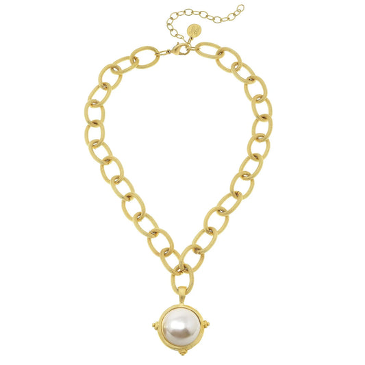 Pearl Cab Gold Chain Necklace
