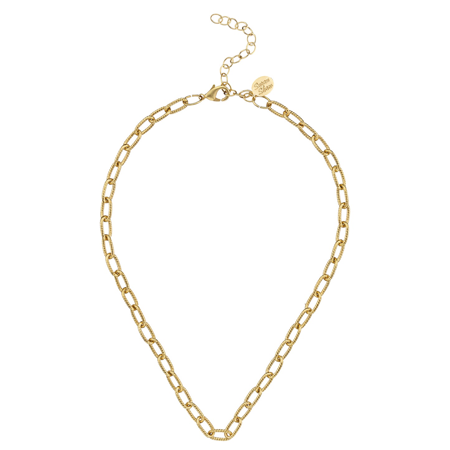 Small Gold Oblong Chain Necklace, 15 in