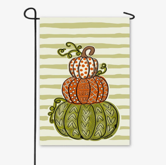 Pumpkin Doodle Stack Garden Flag