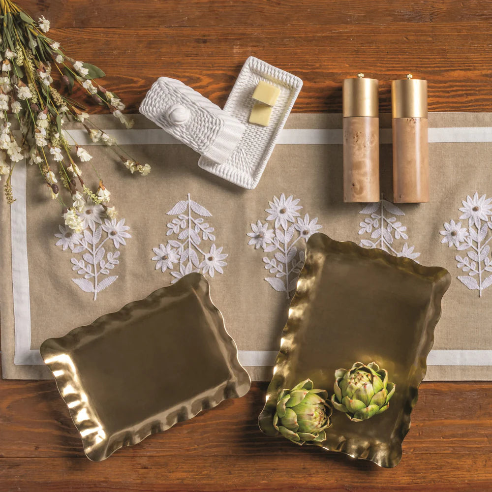 Brass Ruffle Nested Tray Set
