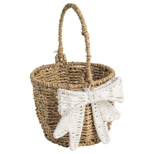 White Woven Bow Easter Basket