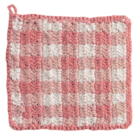 Pink Check Crochet Pot Holder
