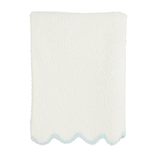 Baby Chenille Blanket Blue Scallop