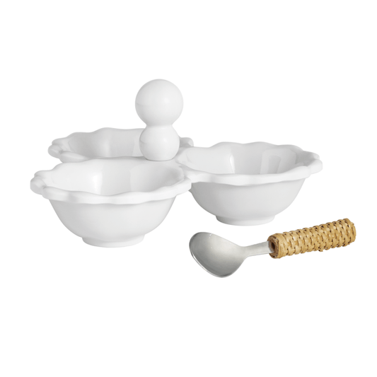 Ruffle Melamine Triple Tidbit Set