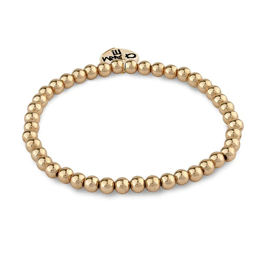Bracelet, 4mm Gold Bead Stretch