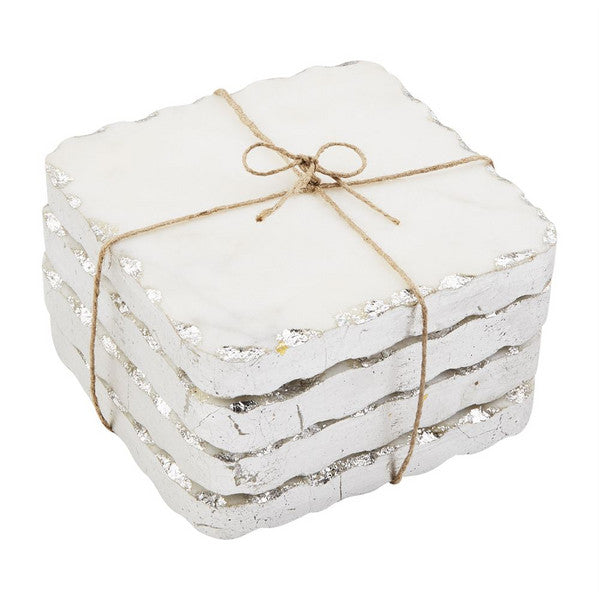 Silver Marble Coaster Set