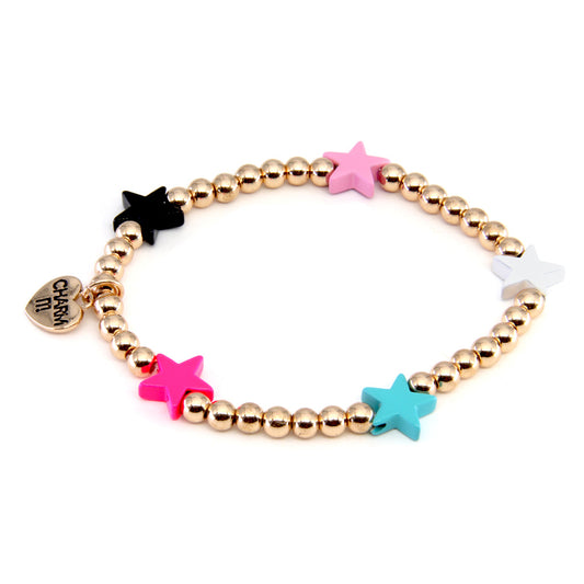 Bracelet, Gold Bead Multi Star Stretch