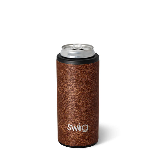 Leather 12oz Skinny Can Cooler