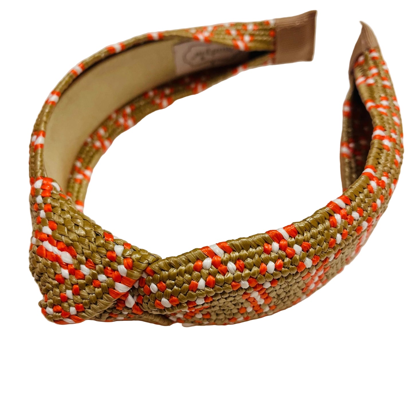 Raffia Woven Headband Red Geo