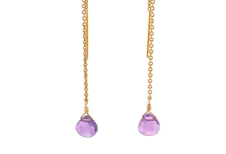 Semi Precious Stone Earring Threaders, Amethyst