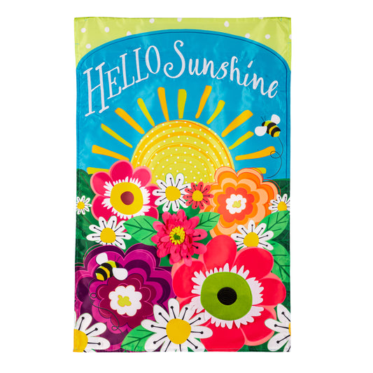 Hello Sunshine Applique House Flag