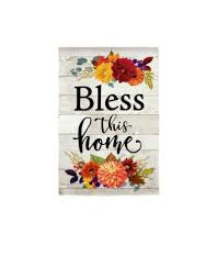 Fall Bless This Home Garden Burlap Flag