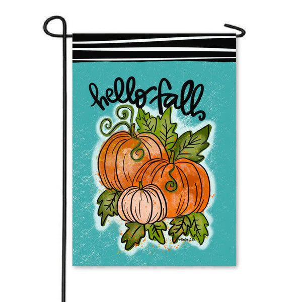 Garden Flag, Hello Fall Pumpkin Leaves
