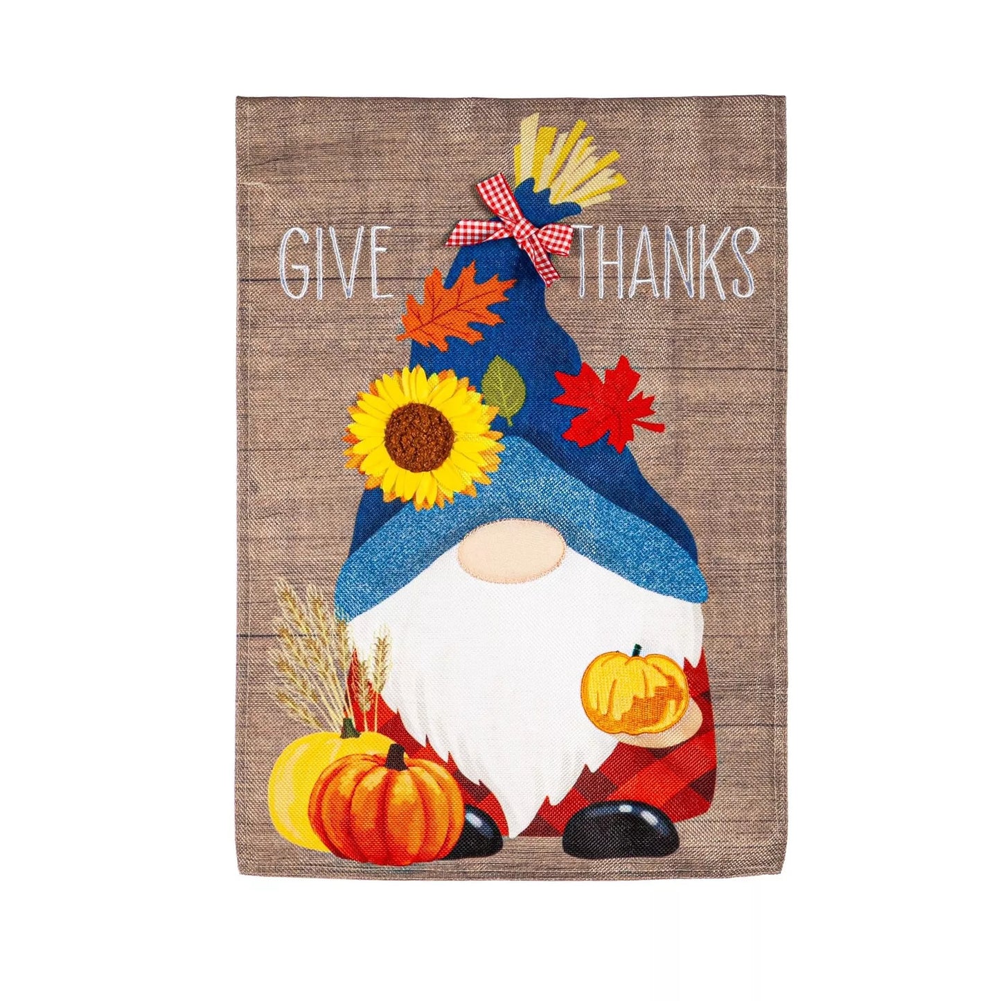 Give Thanks Fall Gnome Garden Flag