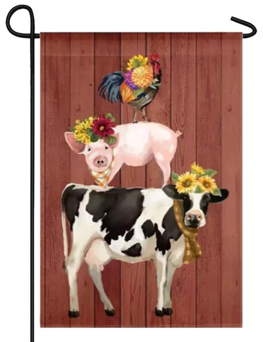 Fall Farm Stack Garden Flag