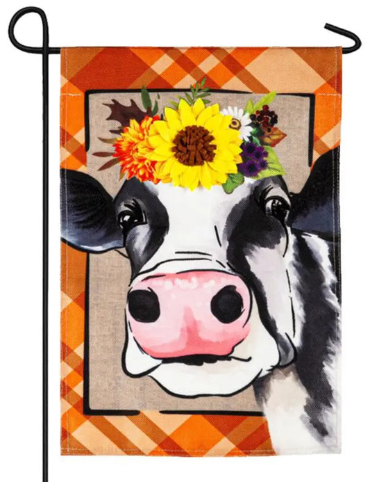 Fall Cow Garden Burlap Flag