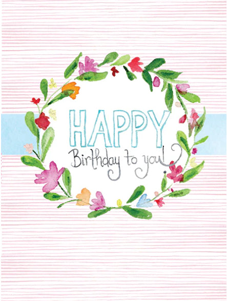 Card, Striped Floral Wreath WBC436