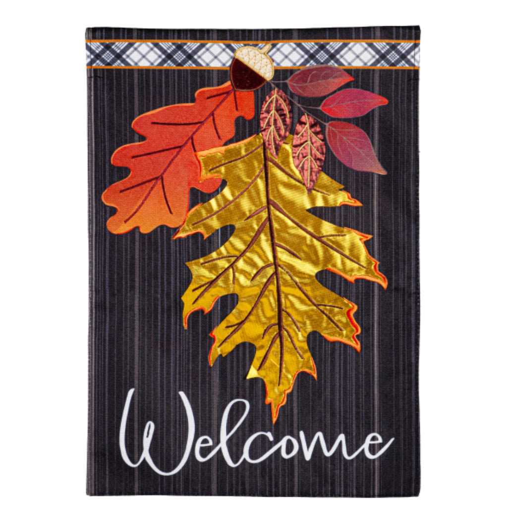 Linen Garden Flag, Welcome Autumn Leaves