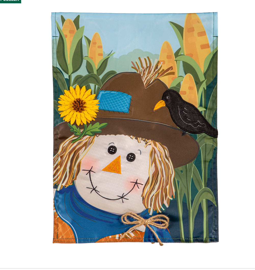 Applique House Flag, Scarecrow and Friend