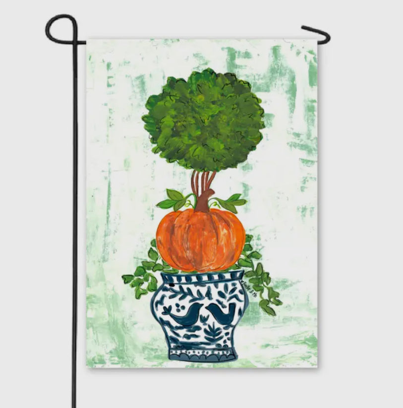 Garden Flag, Pumpkin Topiary