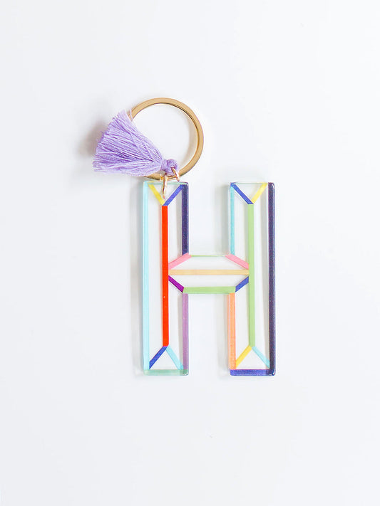 Colorful Acrylic Initial Keychain H