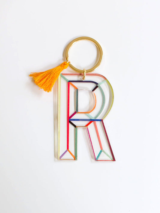 Colorful Acrylic Initial Keychain R