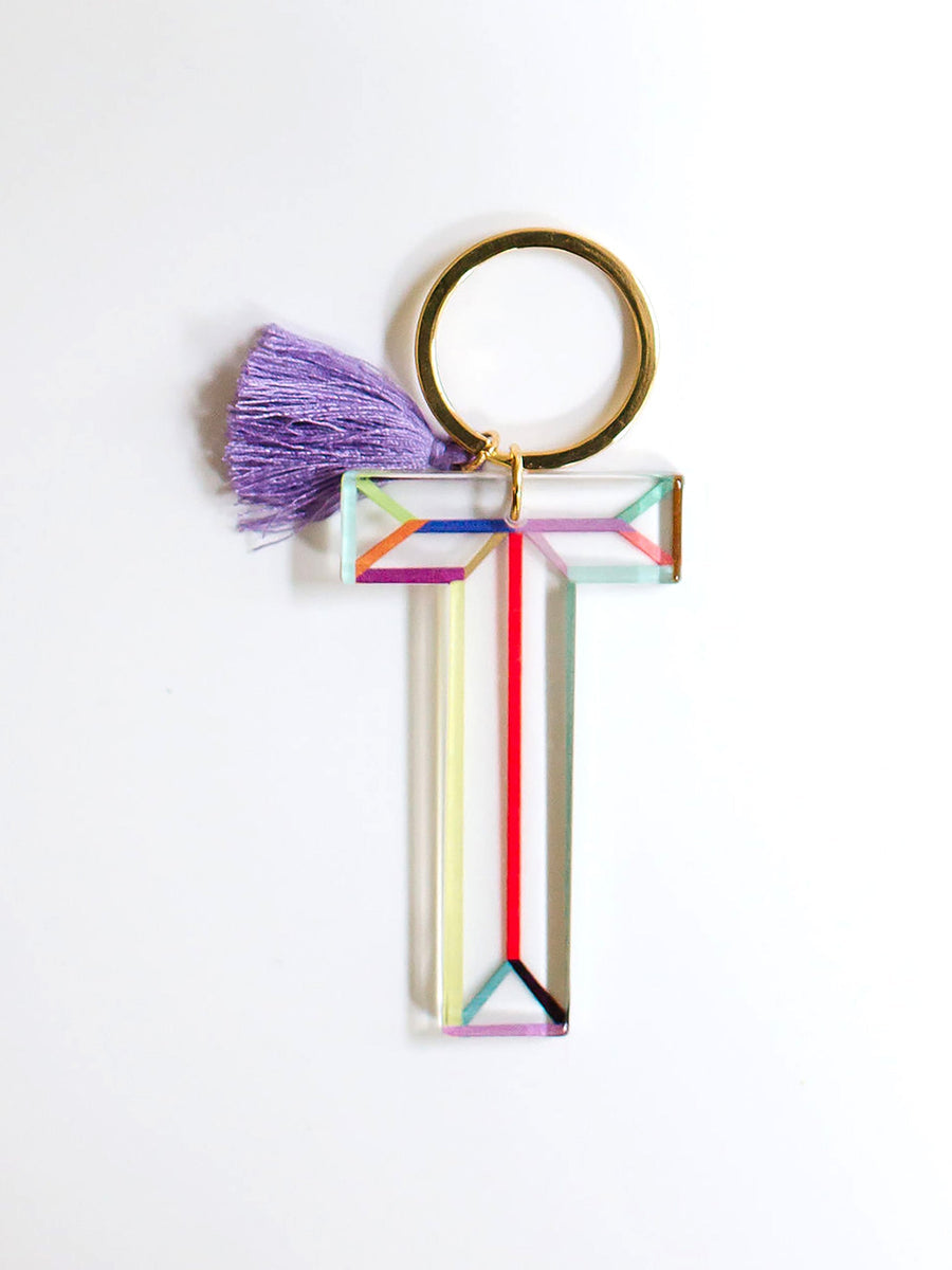 Colorful Acrylic Initial Keychain T