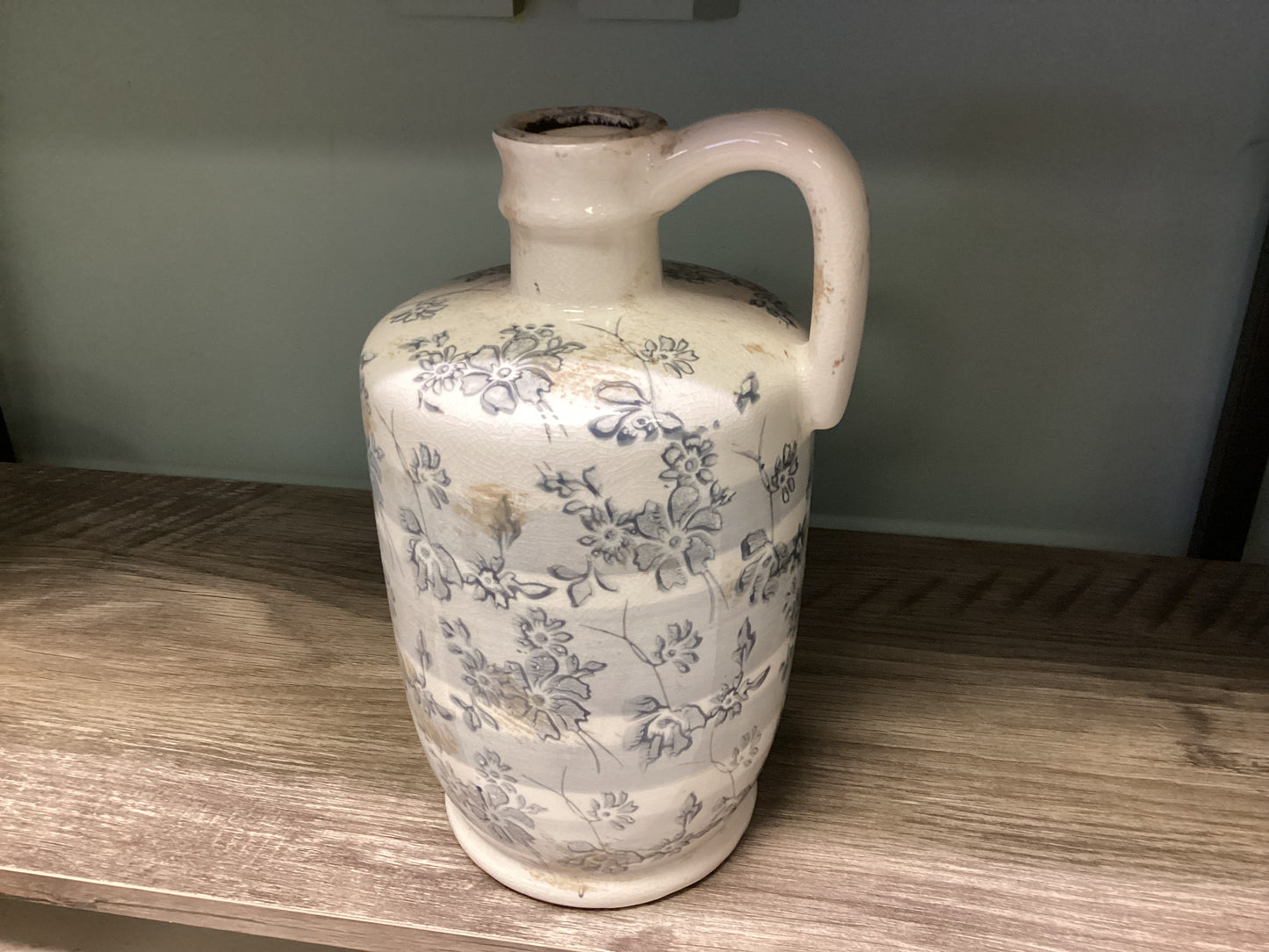 Medium Ceramic Crackle Floral Pitcher