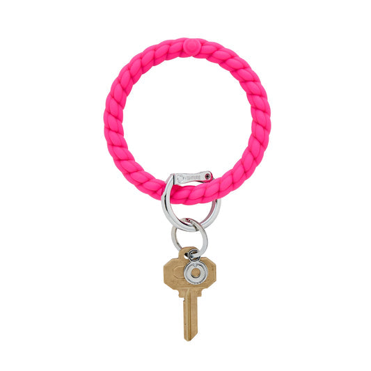 Big O Key Ring, Silicone Braided Pink