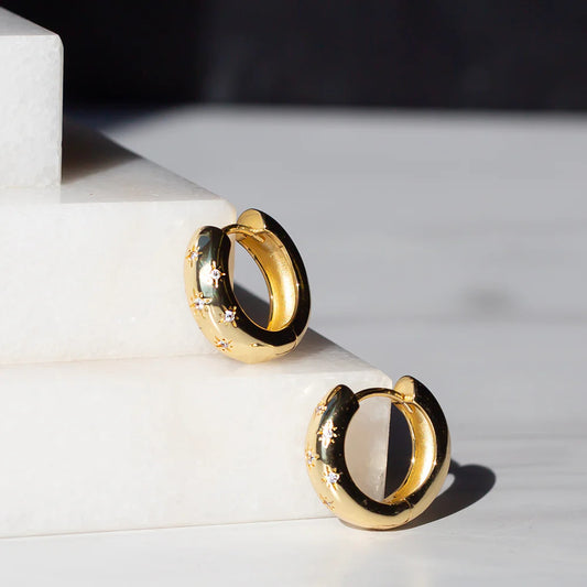 Gilded Earring-Star Hoops