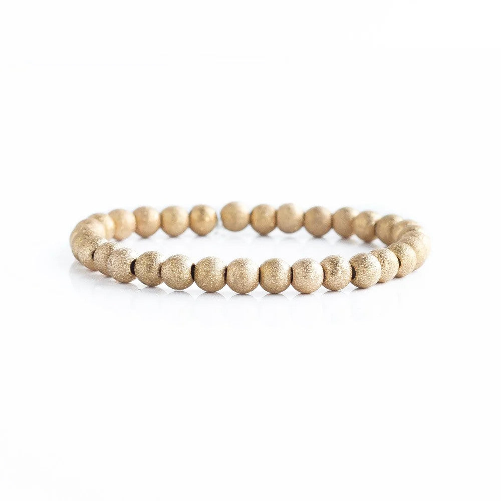 Classic Gold Beaded Bracelets - 6mm Textured