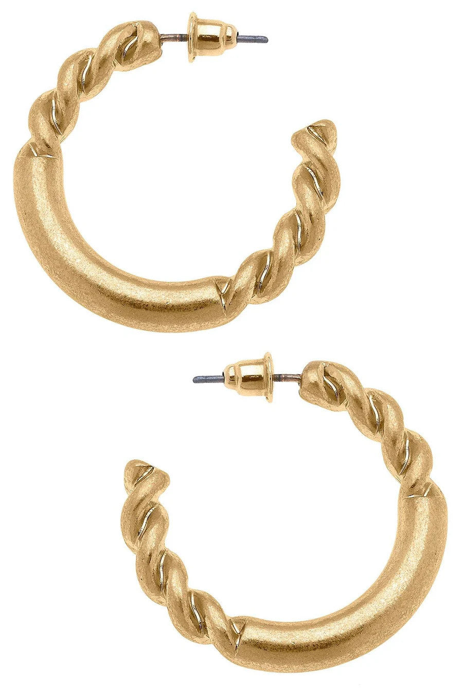 Anne Twisted Metal Hoop Earrings, Gold