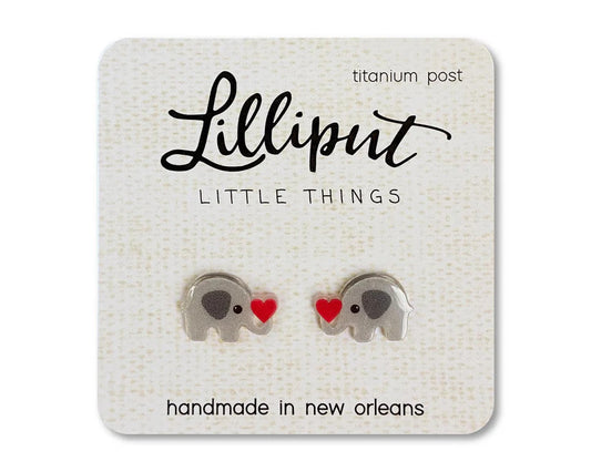 Elephant with Heart Earrings