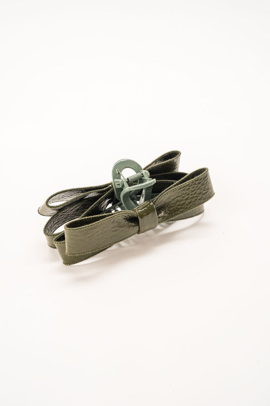 Paige Bow Hair Claw Olive