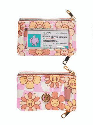 Key Ring Zip Wallet, Groovy Flower