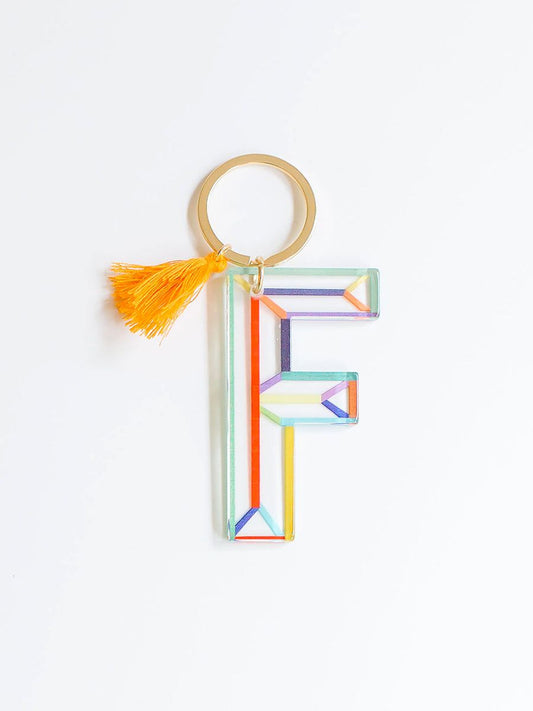 Colorful Acrylic Initial Keychain F