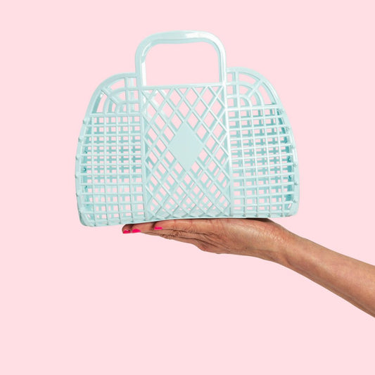 Small Retro Basket Handbag Blue