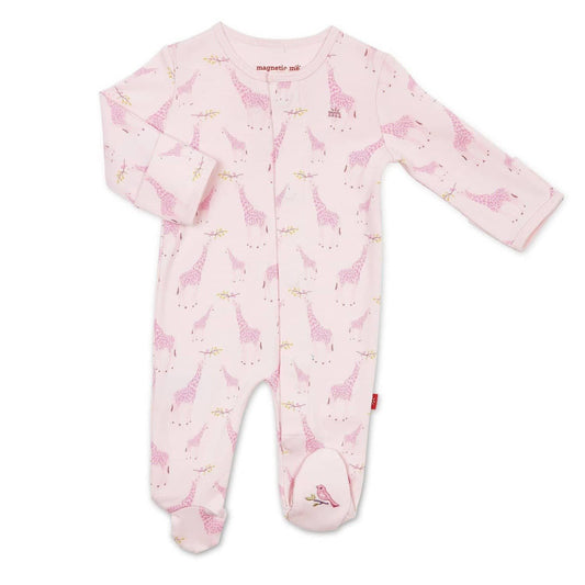 Jolie Giraffe - Pink Organic Magnetic Footie