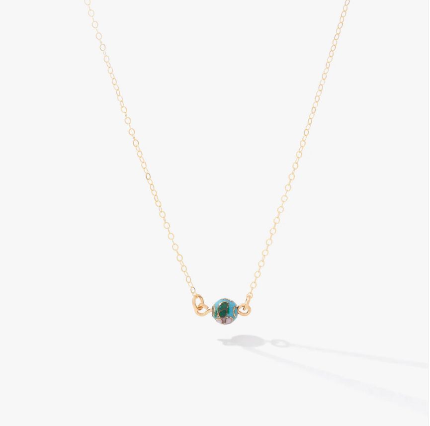 Cloisonné Necklace Gold, Turquoise Stone