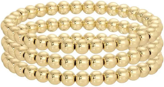 6mm Stretch Beaded Bracelet, Gold