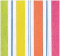 Boxed Paper Cocktail Napkins, Awning Stripe Brights