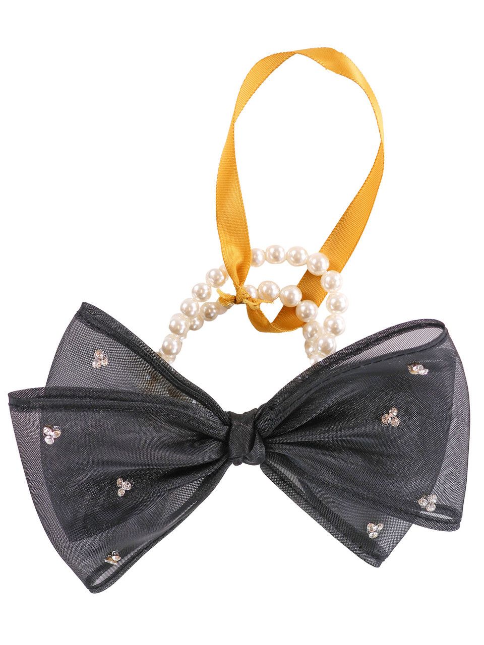 Hair Tie, Pearl Black Bow
