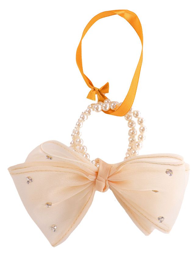 Hair Tie, Pearl Bow Cream