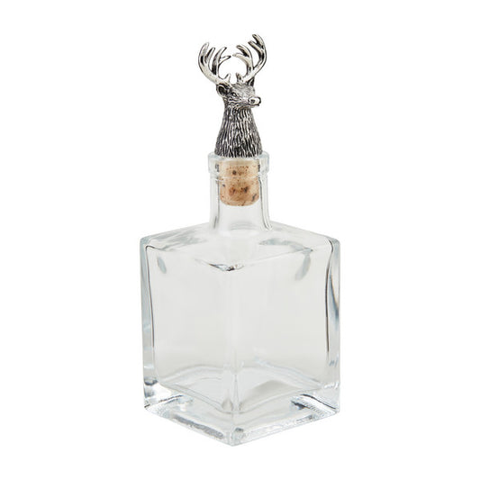 Lg Metal Deer Glass Decanter
