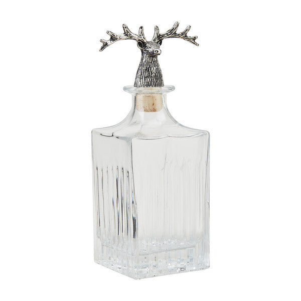 Sm Metal Deer Glass Decanter