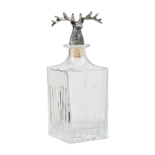 Sm Metal Deer Glass Decanter